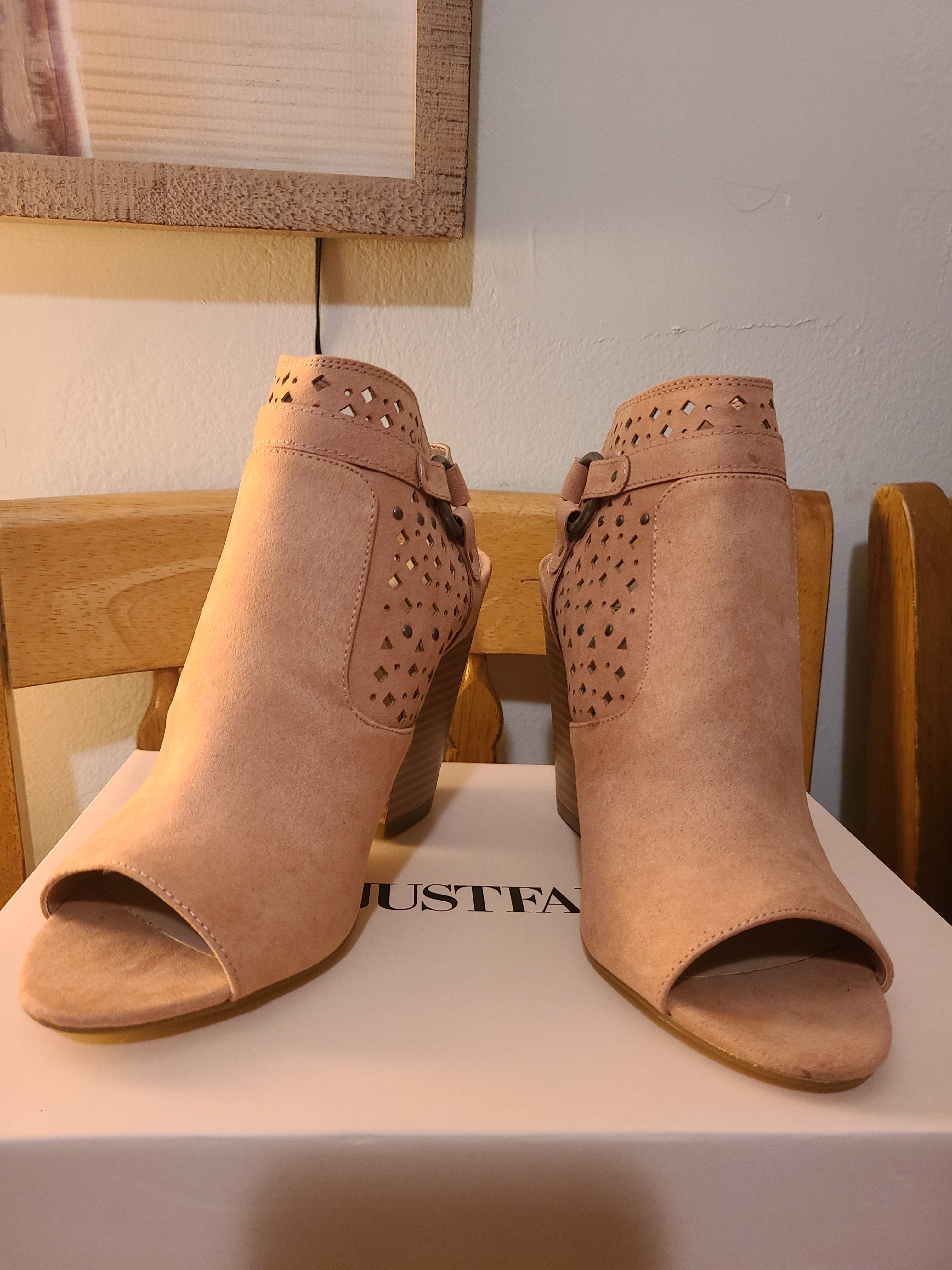 Women’s Open-Toe Suede Ankle Booties Blush
